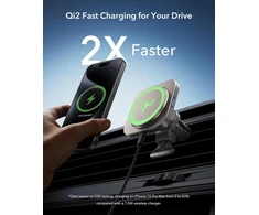 Esr qi2 15w magsafe automobilinis laikiklis su įkrovimo funkcija, qi2 sertifikuotas, ventiliacinis belaidis įkroviklis, mobiliojo telefono laikiklis automobilyje, skirtas iphone 16/15/14/13/12, s25, greitas įkrovimas, natural titanium