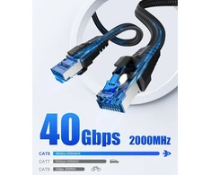Ethernet kabelis 15 m, Cat 8, 40 Gbps, Nailoninis pynimas