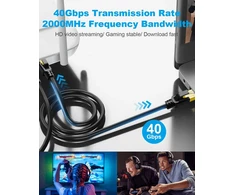 Ethernet kabelis Cat8 40 Gbps, 2000 Mhz, 5 m, juodas