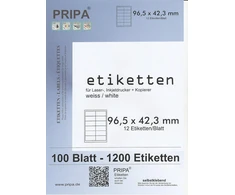 Etiketės spausdintuvui 96.5 x 42.3 mm, 100 lapų A4, lipnios