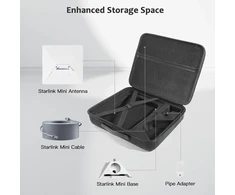 Eugoocx kietas kelioninis dėklas, skirtas starlink mini, atsparus vandeniui, smūgiams atsparus kietas nešiojimo dėklas, skirtas laikyti mini starlink stovo vamzdžio adapterio kabelio maitinimo šaltinio priedus, juodas kietas dėklas