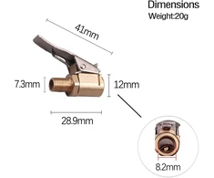 Eupneicu 8 mm automobilio ventilio adapteris [4 vnt. pakuotė], žalvarinis padangų ventilio oro siurblio spaustukas, dviračio ventilio adapteris padangų ventiliams su ventilio sriegiu automobiliui, dviračiui, motociklui, kompresoriui