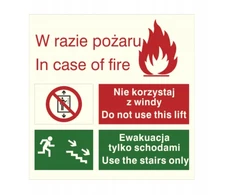 Evakuacijos ženklas Draudžiama Naudotis Liftu 15x15cm pvc plokštė Foto atšvaitas