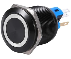 Evgatsauto slėgio jungiklis savaiminio fiksavimo jungiklis, 22 mm 12 V Led vandeniui atsparus 1no 1nc savaiminio fiksavimo fiksavimo mygtukinis jungiklis raudonas, žalias, mėlynas, baltas (pasirinktinai) (baltas)