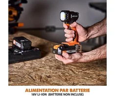 Valiklis Evolution Power Tools R1000tor - nešiojamas belaidis led darbo žibintas - įkraunamas žibintas, 750/1000 liumenų, 18v ličio jonų. Baterija nepridedama.