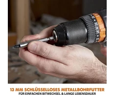 Evolution Power Tools R13cmb-li reguliuojamo greičio akumuliatorinis gręžtuvas su diržo spaustuku