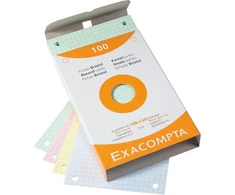 Exacompta 100 baltų indeksinių kortelių + 100 skirtingų spalvų indeksinių kortelių, languotos, 5 x 5 perforuotos, 100 x 150 mm + 1 indeksas, lipnus Blumie (13602e+13652e)