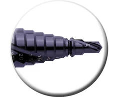 Exact 07033 pakopinis grąžtas, skersmuo 6–30 mm, spiralinė griovelis, Hss Tialn