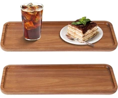 Exleco 2 dalių medinių padėklų rinkinys 30 x 12 cm stačiakampiai dekoratyviniai padėklai medinis dekoratyvinis padėklas pailgas dekoratyvinis padėklas akacijos medienos padėklas stačiakampė sūrio lenta serviravimo lėkštė medinis padėklas