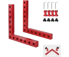 Exleco 2 x 90 laipsnių aliuminio kampiniai spaustuvai 140 mm pozicionavimo kampas stačiu kampu spaustuvas kampinis liniuotė dailidės kampas 90 laipsnių kampinis spaustuvas stačiu kampu medienos apdirbimui baldų konstrukcijai su 4