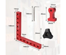 Exleco 2 x 90 laipsnių aliuminio kampiniai spaustuvai 140 mm pozicionavimo kampas stačiu kampu spaustuvas kampinis liniuotė dailidės kampas 90 laipsnių kampinis spaustuvas stačiu kampu medienos apdirbimui baldų konstrukcijai su 4