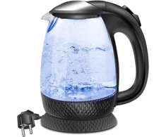Extrastar elektrinis stiklinis virdulys su mėlyna led lempute, be bpa, automatinis išjungimas ir apsauga nuo virimo be vandens, 1,7 l