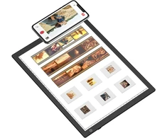 Eyesen mobilusis juostelių skaitytuvas, konvertuoja 35 mm skaidres ir negatyvus į Jpg skaitmeninį formatą su išmaniojo telefono kamera, 12 x 9 colių nešiojamas itin plonas Led šviesos skydelis