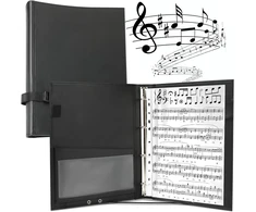 Eyoloty muzikos aplankas, choro aplankas, dainavimo aplankas natoms iki din a4 formato, dirbtinė oda su rankos dirželiu ir 24 šoniniais skyreliais, smuiko raktas, instrumentininkams muzikantams, talpa maks. 200 lapų
