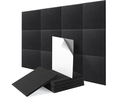 Ezcasch Akustinės plokštės, lipnios, 18 vnt. (230 kg/m³, 30 x 30 x 0.9 cm), akustinė plokštė, garso sugėriklis, garso izoliacija, sienų plytelės, garso izoliavimo plokštės studijai, biurui, sienai