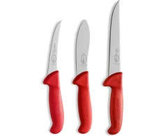 F. Dick Ergogrip 82556100 peilių rinkinys 3 dalių "hunting Indoor" (peilis mėsai iškaulinėti, lenktas ašmenys 13 cm, peilis odai nulupti 13 cm, pjaustymo peilis 18 cm, Hrc 56°)