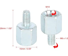 F Fierce Cycle 5 dalių 10 mm Rh į 6 mm Rh galinio vaizdo veidrodėlio adapteris sidabrinis motociklui dviračiui