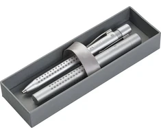 Faber-castell Grip 2011 140981 dovanų rinkinys: plunksnakotis ir rutulinis rašiklis – sidabrinis