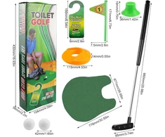 Faelnk golfo rinkinys tualetui, 7 dalių mini golfo žaidimas, juokinga dovana vyrams voniai su golfo lazda 65 cm, kamuoliukų riedėjimo takeliu, 2 golfo kamuoliukais ir pakabinamu ženklu ant durų