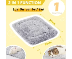 Fanchu guolis katėms, 2-in-1 pliušinis minkštas guolis naminiams gyvūnams, katės sofa, purus guolis katėms, mažas guolis šunims, guolis naminiams gyvūnams, katės antklodė, guolis katėms, guolis naminiams gyvūnams katėms ir mažiems šunims (šviesiai pilkas)