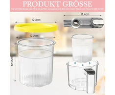Fanfx 4 ledų indelių rinkinys (800 ml), suderinamas su Ninja Creami Deluxe Nc500/501 serija | Su dangteliu + valymo šepetėliu | Priedai, skirti Ninja ledų gaminimo aparatams