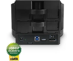 Fantec 1547 Sq-x2ru3e išorinis 2 krypčių raid standžiojo disko dėklas, skirtas 2x 8,89 cm (3,5 colio) Sata standiesiems diskams, Usb 3 Superspeed ir Esata, 6g palaikymas, Raid funkcija (0/1/jbod/big), 80 mm ventiliatorius) juodas, 124761