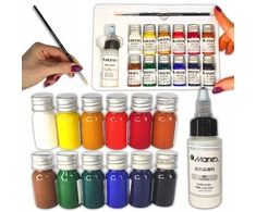 Farbex Marie's dažai audiniams, skirti piešti ant drabužių, 12 x 10 ml, teptukas, mediumas