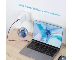 Fasgear usb c į type c kabelis, usb 3.1 type c gen 2 greito įkrovimo kabelis, 100w 20v/5a maitinimo šaltinis, 10gbps duomenų perdavimas, 4k@60hz vaizdo išvestis, suderinamas su type c įrenginiais (0.5m, raudonas)