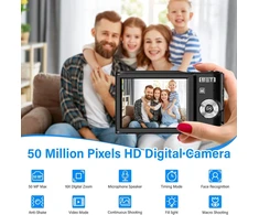 Fayibuy skaitmeninis fotoaparatas 50mp 1080p fhd su automatiniu fokusavimu 16x skaitmeniniu priartinimu, nešiojamas kompaktiškas fotoaparatas su 32gb sd kortele vaikams paaugliams pradedantiesiems (juodas)