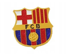 Fc barcelona metalinis magnetas šaldytuvui su blizgučiais, aukso spalvos chromas