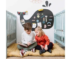 Ferflex - magnetinė lenta vaikams Whale - nuvaloma lenta - sienų dekoracija su perkeliamu magnetiniu lipduku - parduodama su geometrinių figūrų rinkiniu - 60 x 90 cm