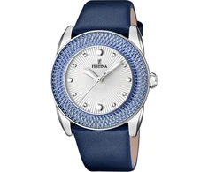 Festina moteriškas laikrodis F16591/8 Outlet 316l nerūdijančio plieno korpusas, sidabrinė guminė apyrankė, sidabrinė apyrankė, sidabrinė, apyrankė.