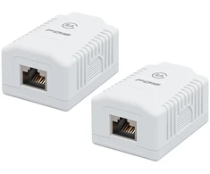 Fgb 2 x Cat6a paviršiuje montuojamas tinklo lizdas, 1 prievado Rj45 lizdas, ekranuotas, paviršiuje montuojamas, 10 Gbit/s Ethernet tinklo Lan lizdas įvairioms programoms, baltas