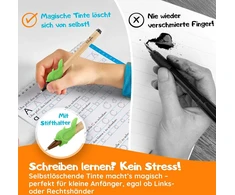 Filapen® Magijos ikimokyklinės knygelės nuo 5 metų - 5 x pratybų sąsiuviniai + rašiklis - mokykitės rašyti ir skaityti, raidės ir skaičiai - daugkartinio naudojimo mokymosi knygelės rašymui - kairiarankiams - pirmoji diena mokykloje