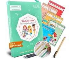 Filapen® Magijos ikimokyklinės knygelės nuo 5 metų - 5 x pratybų sąsiuviniai + rašiklis - mokykitės rašyti ir skaityti, raidės ir skaičiai - daugkartinio naudojimo mokymosi knygelės rašymui - kairiarankiams - pirmoji diena mokykloje