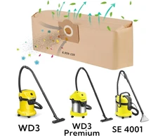 Finevernek 5 vnt. dulkių siurblio maišelių Wd3, skirtų Kärcher 6.959-130.0, filtro maišeliai, popieriniai maišeliai, dulkių siurblio maišeliai, skirti Wd3 1629 Mv3 Premium A2201/2204/2504/2554/2251/2604