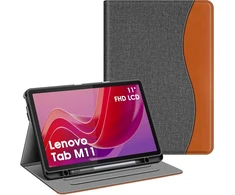 Fintie dėklas su rašiklio laikikliu, skirtas Lenovo Tab M11 (tb330) 11 colių 2024, minkštas Tpu galinis apsauginis dėklas su dokumentų skyreliais ir daugia kampų peržiūra, netinka Lenovo Tab P11 11 colių, denim pilkas