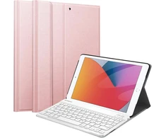 Fintie Klaviatūros dėklas, skirtas Ipad 9 kartos (2021)/8 kartos (2020)/7 kartos (2019) 10.2 colių – itin plonas lengvas apsauginis dėklas su magnetine nuimama Bluetooth klaviatūra su Qwertz išdėstymu, rožinis auksas