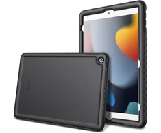 Fintie silikoninis dėklas, skirtas ipad 10.2 colių 2021/2020/2019 (9-osios/8-osios ir 7-osios kartos) – neslystantis apsauginis dėklas su sustiprintais kampais ir kraštais, neslystantis smūgiams atsparus apsauginis dangtelis, juodas