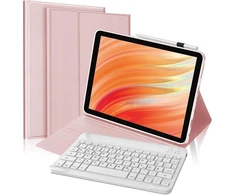 Fire Hd 10 13 kartos 2023 klaviatūros dėklas, Fire Hd 10/hd 10 Plus 10.1 colio planšetinio kompiuterio 2021 dėklas 11 kartos, magnetinė nuimama klaviatūra su Qwertz išdėstymu, rožinė