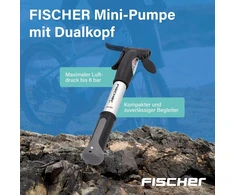Fischer Mini Dviračio Siurblys su Slėgio Davikliu, Aliuminio, Kompaktiškas