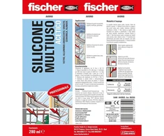 Fischer universalus silikoninis hermetikas Acetic Sam 280, skaidrus, atsparus pelėsiui, skirtas stiklui, aliuminiui, emaliui, keramikai, tinkamas voniai ir virtuvei, 25 vnt.