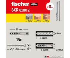 Fisher Fischer 8 x 80mm pilki prailginti kaiščiai su varžtu
