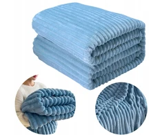 Fitizzio storas pliušinis pastelinių spalvų dryžuotas reljefinis pledas 160x200