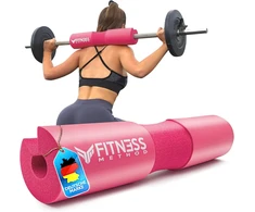 Fitness Method® 2021 patobulintas štangos paminkštinimas klubų stūmimui ir pritūpimams, štangos paminkštinimas + sėdmenų vadovas + velcro tvirtinimo kaklo paminkštinimas
