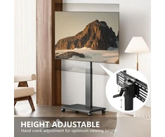 Laikiklis Fitueyes tv stovas su ratukais 32-75 colių plazminiams / lcd / led televizoriams, grindų stovas su ratukais, reguliuojamo aukščio, pasukamas ±30°, pakreipiamas 10° iki 40 kg, vesa 600 x 400 mm (juodas)