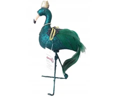 Flamingas, žalias eglutės pakabukas