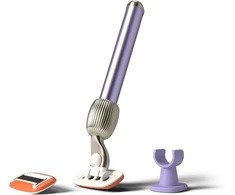 Fler rinkinys "the Razor Starter Set" - moteriškas skustuvas su keičiamomis galvutėmis, skustuvas su laikikliu ir 2 atsarginiais peiliukais, unisex skustuvas, skustuvo peiliukai su alaviju, vitaminu E (alyvinė violetinė)