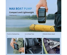 Flextailgear Max valties pompa, elektrinė pripučiamos valties pompa, akumuliatorinė oro pompa, 12 Kpa slėgis pripučiant ir pučiant, led ekranas, pripučiamos valtys, plaukimo ratai, vandens sportas