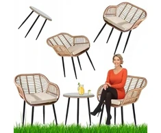 Focus Garden Meven Home and Garden lauko baldų komplektas napoli kėdės staliukas pagalvėlės technoratanas boho